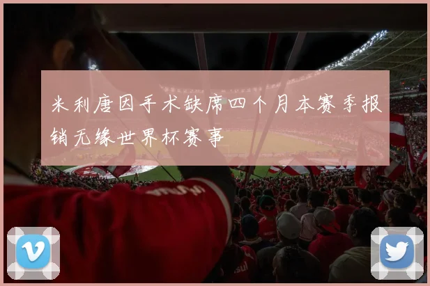 米利唐因手术缺席四个月本赛季报销无缘世界杯赛事